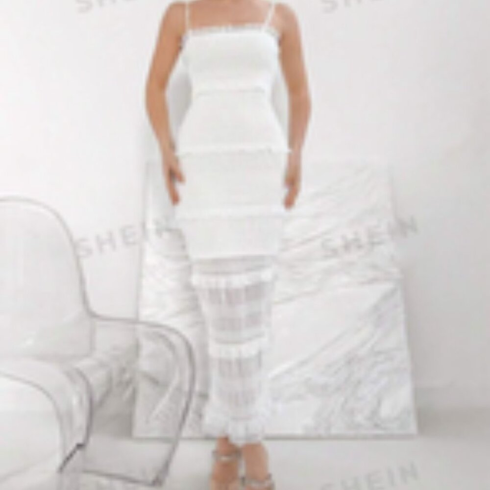 Women's Ruffle Trim Slim Fit Sleeveless Dress